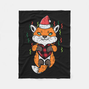 Christmas Fox Santa Heart Xmas Girls Boys Kids Wom Fleece Blanket