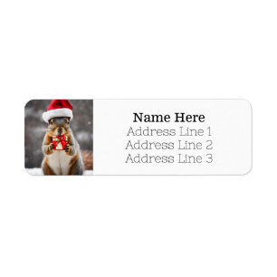 Christmas Fox Squirrel Santa Hat Return Address Label