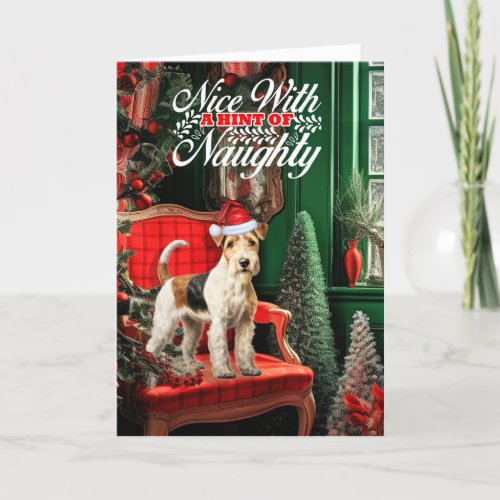 Christmas Fox Terrier Dog Naughty or Nice Holiday Card