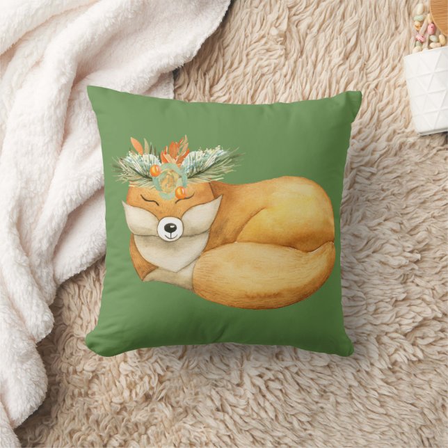 Christmas Fox Throw Pillow (Blanket)