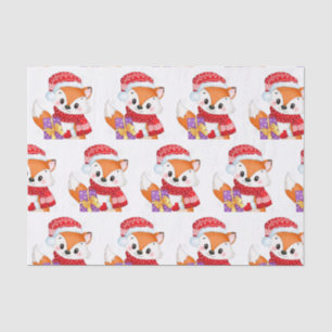 Christmas Fox with Purple Gift   Tissue Paper