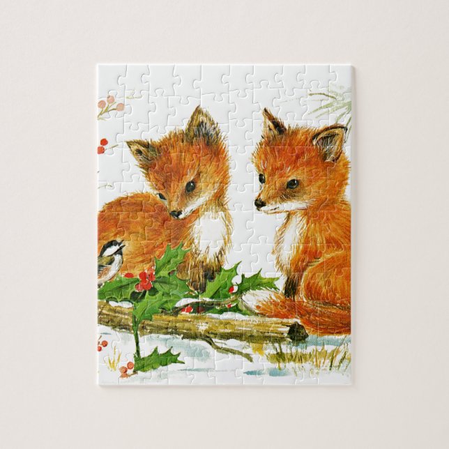 Christmas Foxes Jigsaw Puzzle (Vertical)