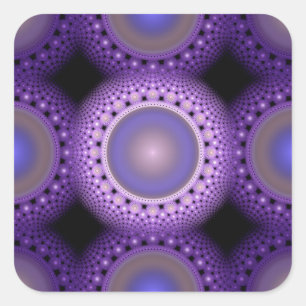 Christmas fractal blue pattern square sticker
