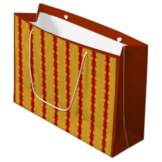 Christmas Fractal Gold and Red Stripes Gift Bag