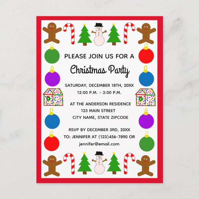 Christmas Frame #1 Invitation Postcard (Front)