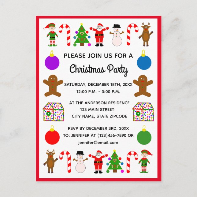 Christmas Frame #2 Invitation Postcard (Front)