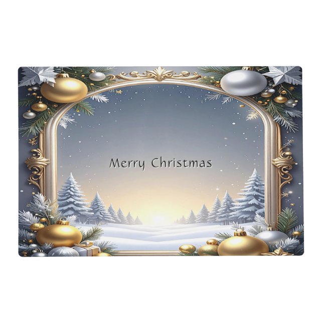 Christmas Frame Holiday Paper Placemat (Front)