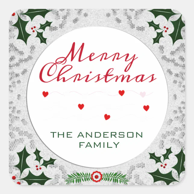 Christmas Frame Square Sticker | Zazzle