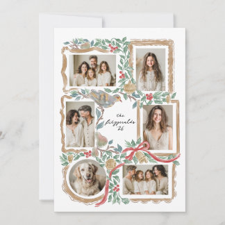 christmas frames and botanical collage holiday card
