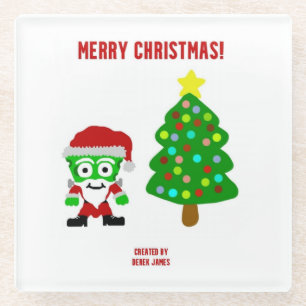 Christmas FrankenCheese Glass Coaster