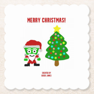 Christmas FrankenCheese Scalloped Square Coaster