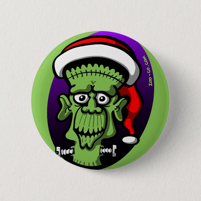 Christmas Frankenstein Pinback Button (Front)