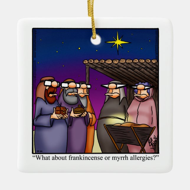 Christmas Frankincense & Myrrh Humor Ornament (Front)