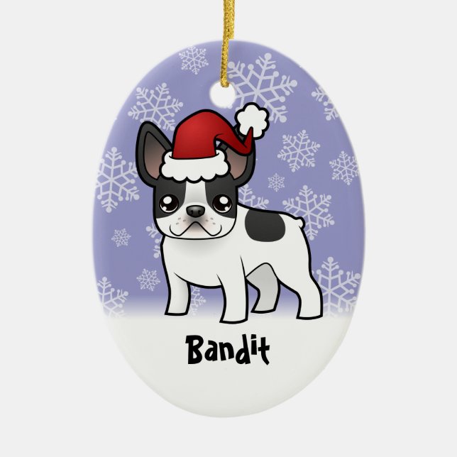 Christmas French Bulldog (add your pets name) Ceramic Ornament (Front)