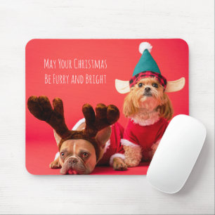 Christmas French Bulldog And Shih Tzu Mouse Pad