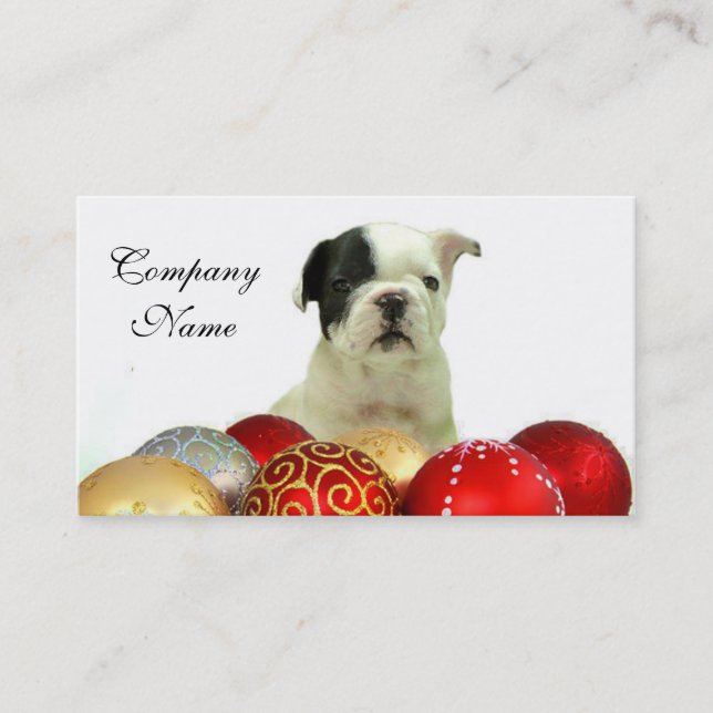 Christmas French Bulldog Business Card (Front)