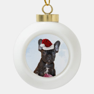 Christmas French Bulldog Ceramic Ball Christmas Ornament