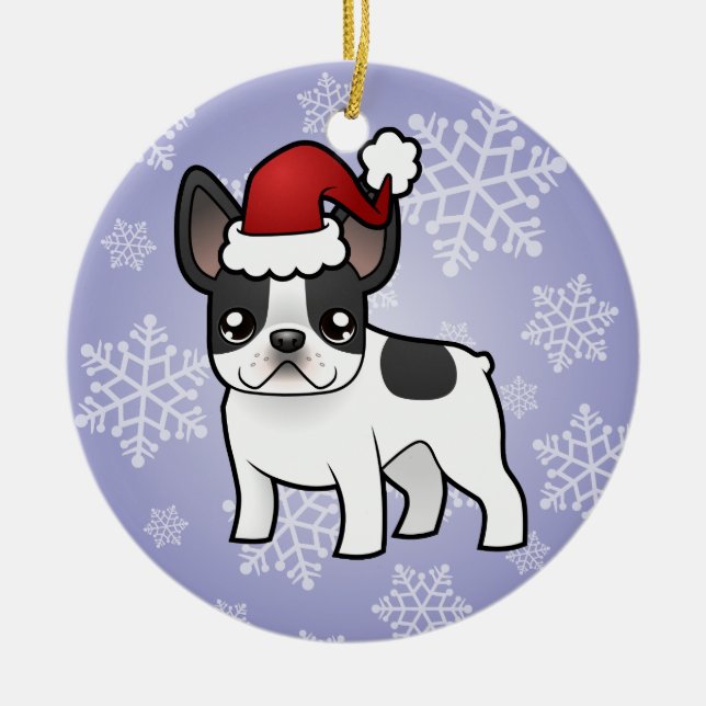 Christmas French Bulldog Ceramic Ornament (Front)