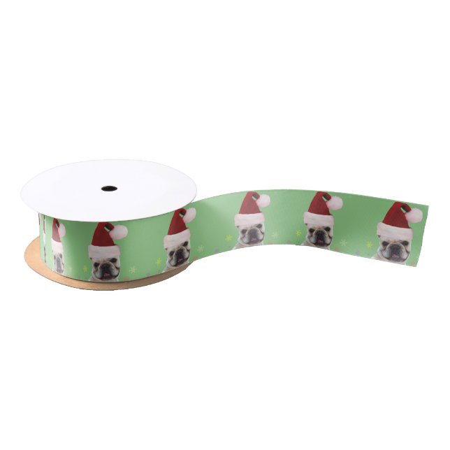 Christmas French Bulldog dog Satin Ribbon (Spool)