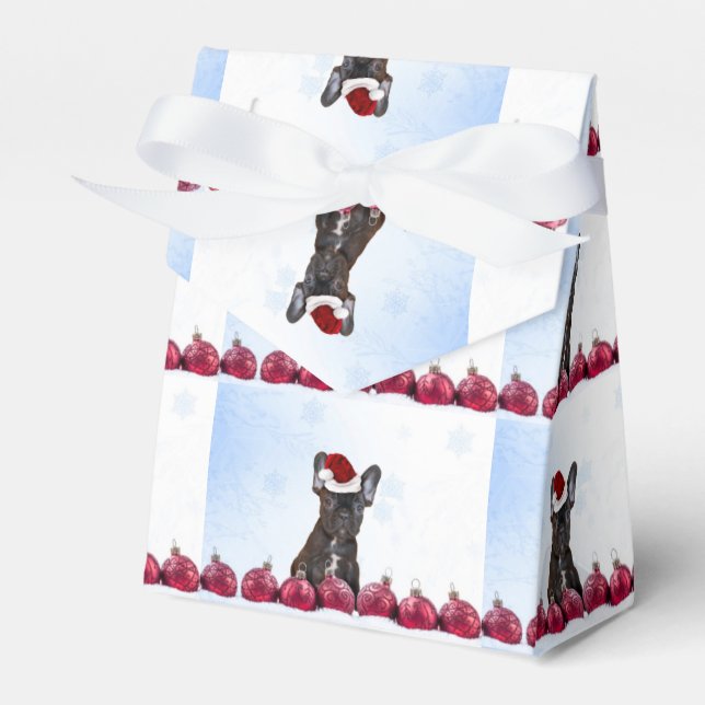 Christmas French Bulldog Favor Boxes (Front Side)