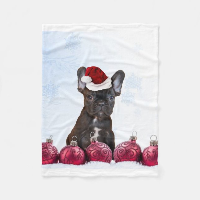 Christmas French Bulldog fleece blanket (Front)