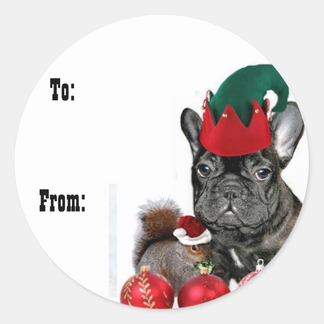 Christmas French Bulldog Gift Tag Stickers