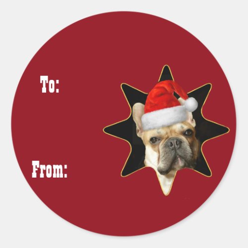 Christmas French Bulldog gift tag stickers