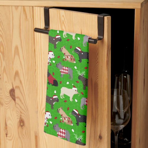 Christmas French Bulldog Kitchen Towel