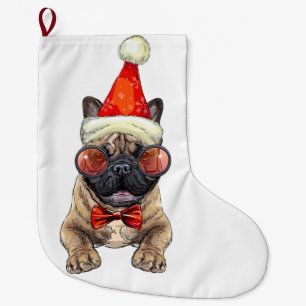 Christmas French bulldog Large Christmas Stocking