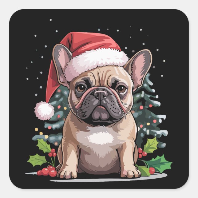 Christmas French Bulldog Lover Dog Mom Funny Square Sticker (Front)