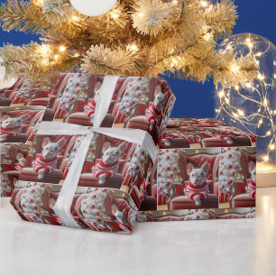 Christmas French Bulldog On a Tufted Chair Wrapping Paper