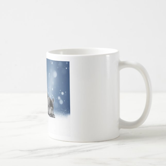 Christmas French Bulldog Puppies snow santa hat Coffee Mug (Right)