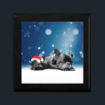 Christmas French Bulldog Puppies snow santa hat Jewelry Box<br><div class="desc">Cute French Bulldog puppies sleeping in snow wearing santa hat. Perfect gift for Christmas!</div>