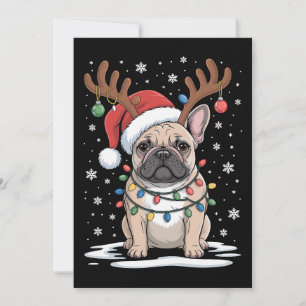 Christmas French Bulldog Reindeer Dog Xmas Lights Invitation