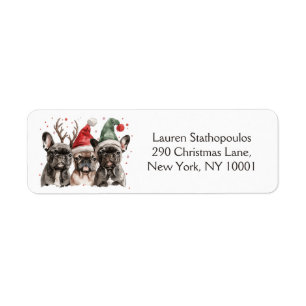 Christmas French Bulldog Reindeer Dogs Label