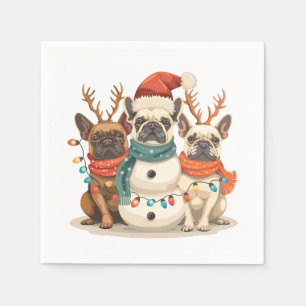 Christmas French Bulldog Reindeer Dogs Napkins