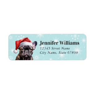 Christmas French Bulldog Return Address Labels