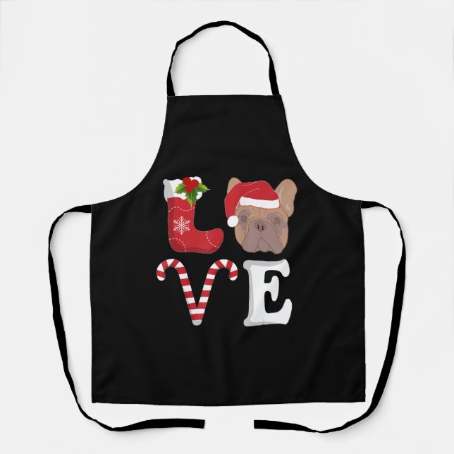 Christmas French Bulldog Santa Bulldog Lovers Apron (Front)