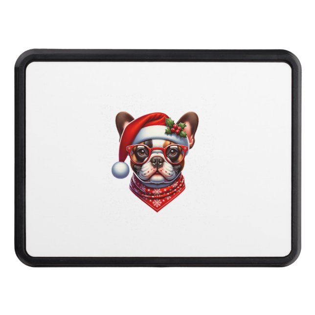 Christmas French Bulldog Santa Hat Frenchie Ugly C Hitch Cover (Front)