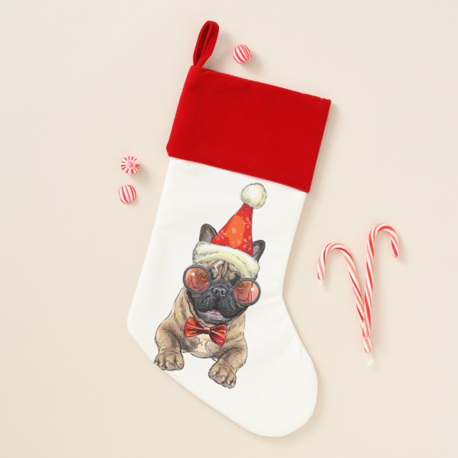 Christmas  French bulldog Stocking (Front)