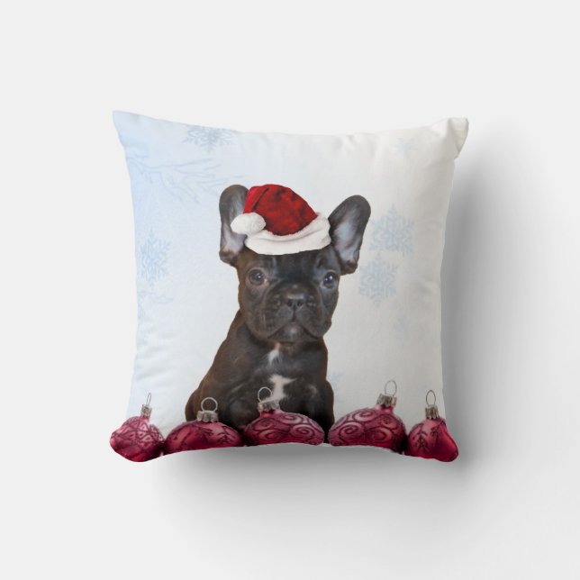 Christmas French Bulldog Throw Pillow (Front)