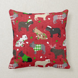 Christmas French Bulldog Throw Pillow