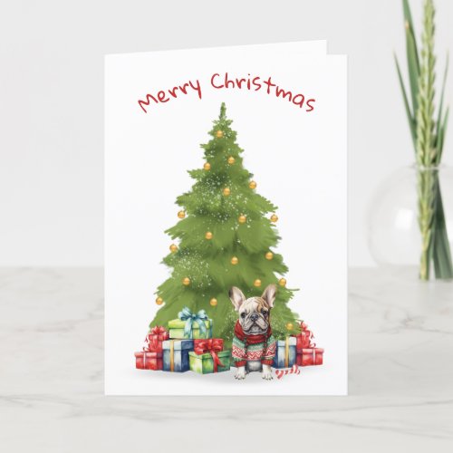 Christmas French Bulldog With Gifts Holiday Card