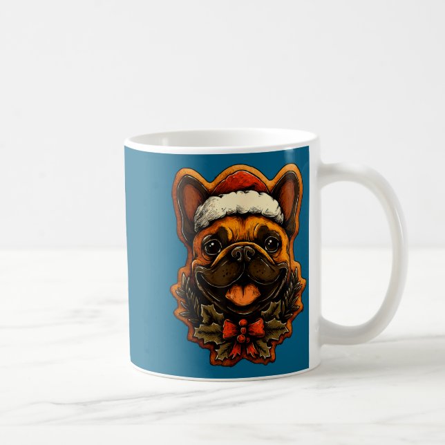 Christmas French Bulldog With Santa Hat Gingerbrea Coffee Mug (Right)