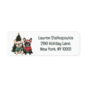 Christmas French Bulldogs Label