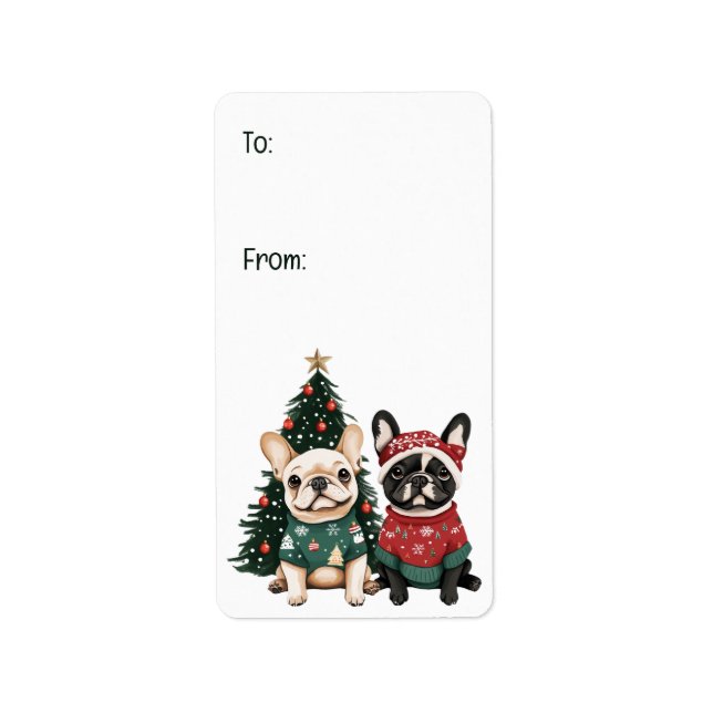 Christmas French Bulldogs Label (Front)