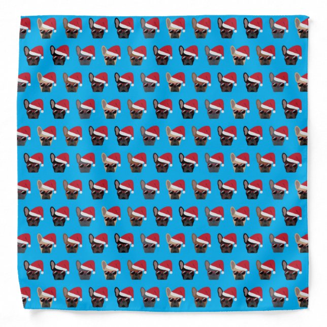 Christmas French Bulldogs Pattern Bandana (Front)
