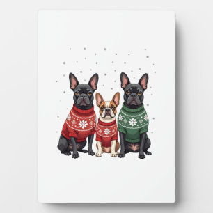 Christmas French Bulldogs Xmas Frenchie Dog 2 Plaque