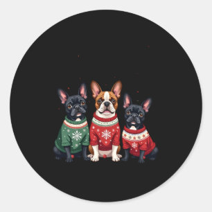 Christmas French Bulldogs Xmas Frenchie Dog 4 Classic Round Sticker