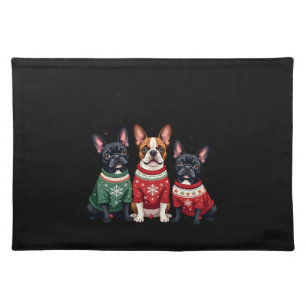 Christmas French Bulldogs Xmas Frenchie Dog 4 Cloth Placemat